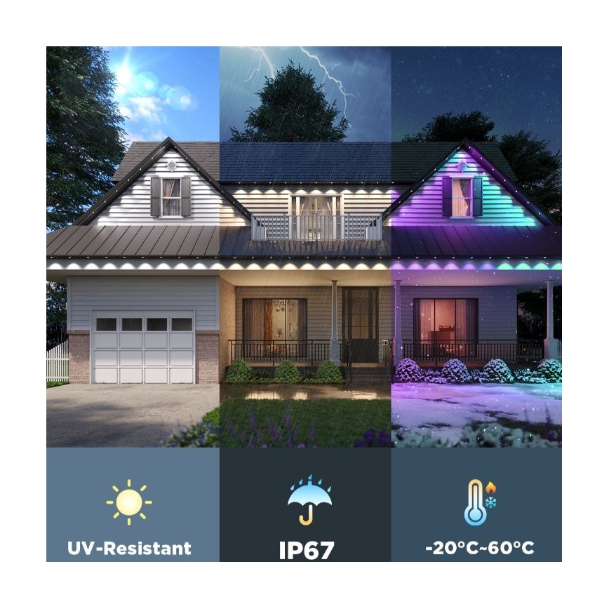 Govee - LED RGBIC niz ugradnih svjetala, 30 m, Wi‑Fi, Matter, IP67