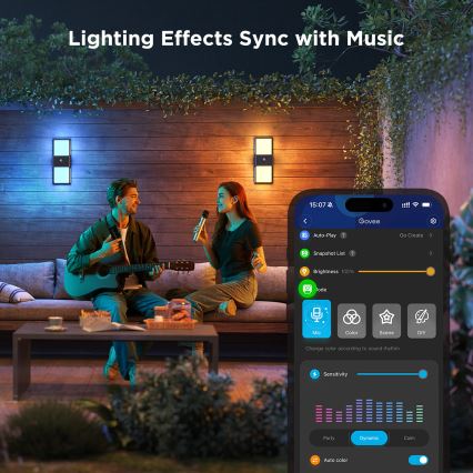 Govee - LED RGBIC Prigušiva vanjska zidna svjetiljka sa senzorom LED/230V IP65 2700-6500K Wi-Fi
