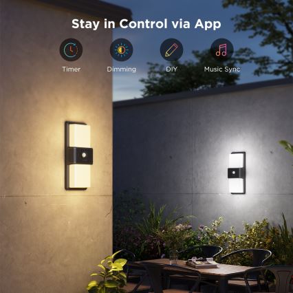 Govee - LED RGBIC Prigušiva vanjska zidna svjetiljka sa senzorom LED/230V IP65 2700-6500K Wi-Fi