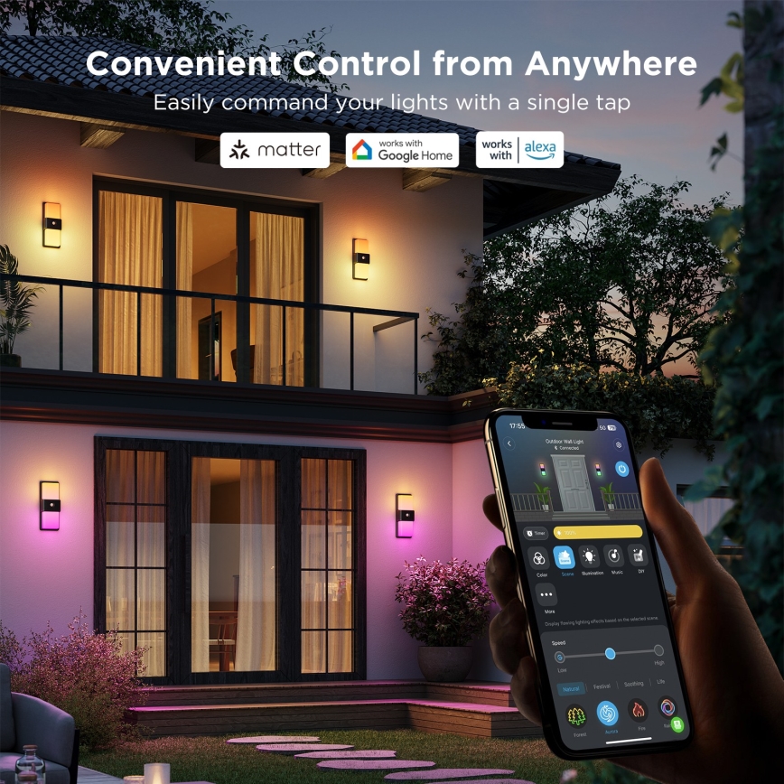 Govee - LED RGBIC Prigušiva vanjska zidna svjetiljka sa senzorom LED/230V IP65 2700-6500K Wi-Fi