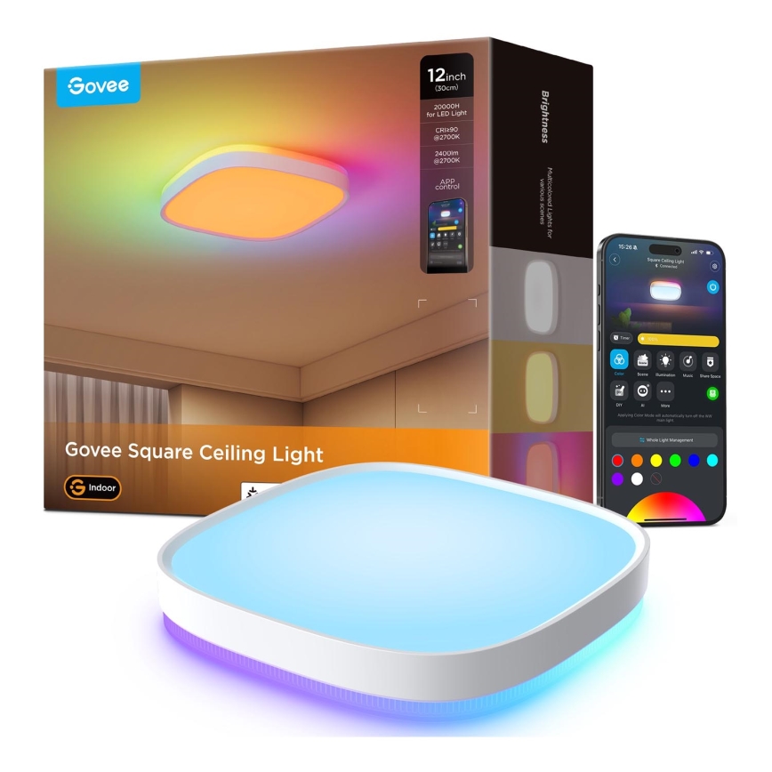 Govee - LED RGBIC Prigušiva stropna svjetiljka LED/24W/230V 2700-6500K Wi-Fi