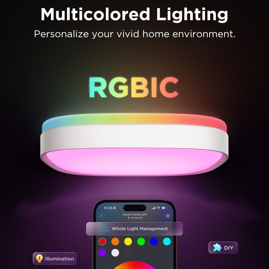 Govee - LED RGBIC Prigušiva stropna svjetiljka LED/24W/230V 2700-6500K Wi-Fi