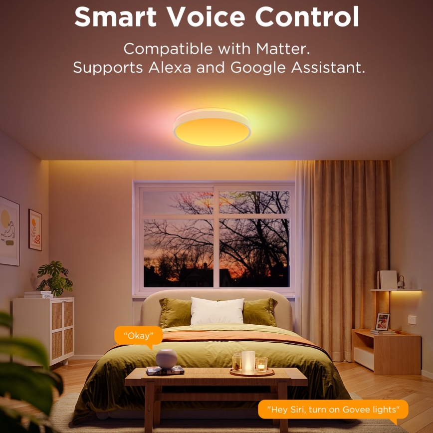 Govee - LED RGBIC Prigušiva stropna svjetiljka LED/49W/230V 2700-6500K Wi-Fi