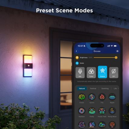 Govee - LED RGBIC Prigušivo vanjsko zidno svjetlo s senzorom MATTER LED/230V IP65 2700-6500K Wi-Fi
