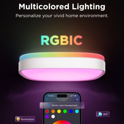 Govee - LED RGBIC stropna svjetiljka s prigušivanjem LED/24W/230V 2700-6500K Wi-Fi 30x30 cm