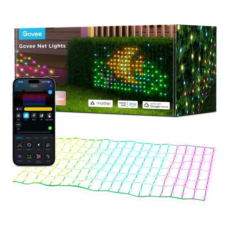 Govee - LED RGBIC Vanjska svjetlosna mreža 143x85cm Wi-Fi Matter IP65