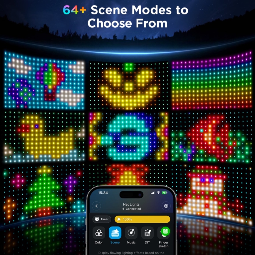 Govee - LED RGBIC Vanjska svjetlosna mreža 143x85cm Wi-Fi Matter IP65