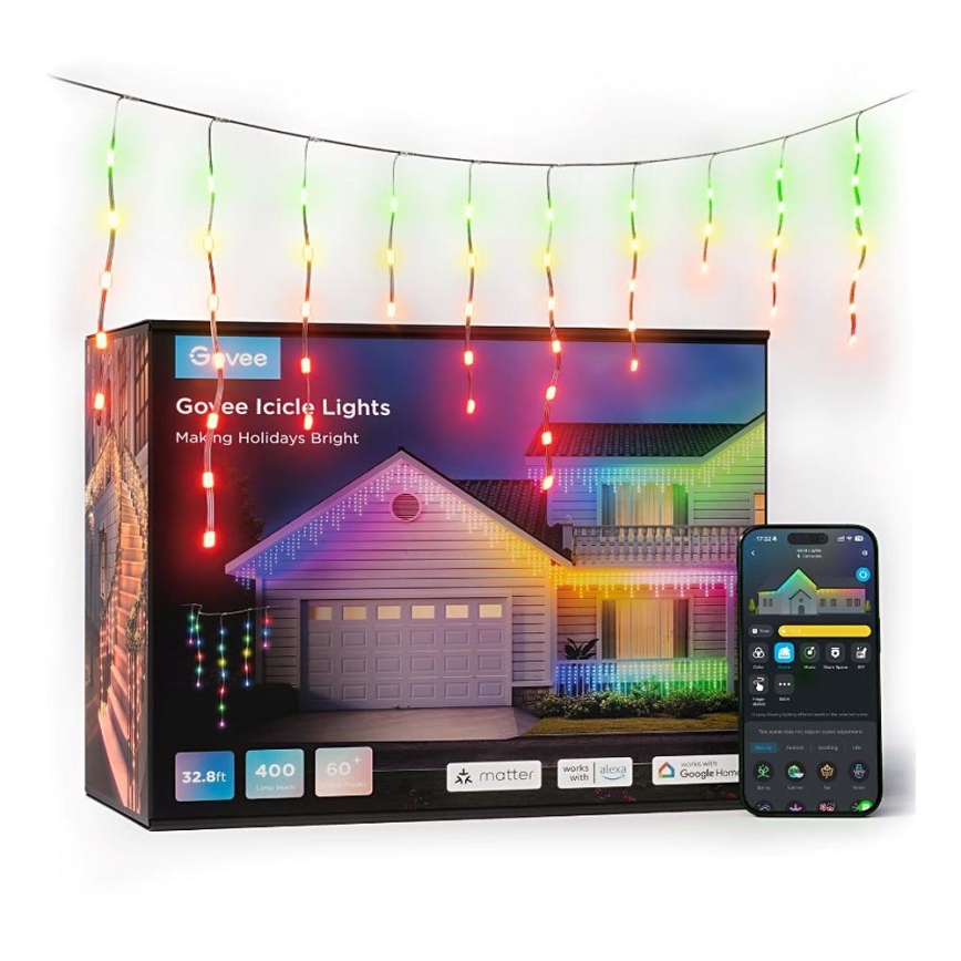 Govee - LED RGBIC Vanjski lanac Smart sige 10m Wi-Fi Matter IP65