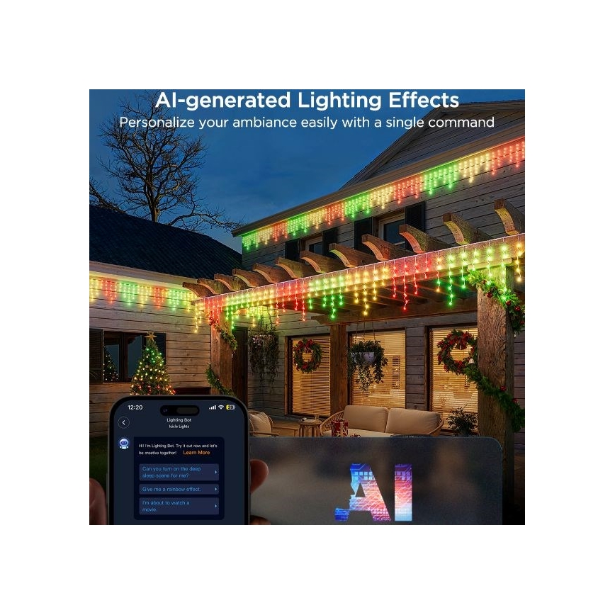 Govee - LED RGBIC Vanjski lanac Smart sige 10m Wi-Fi Matter IP65