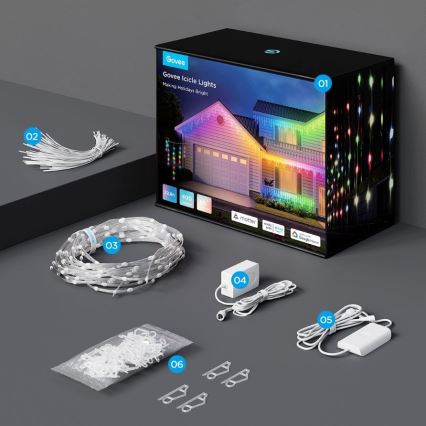 Govee - LED RGBIC Vanjski lanac Smart sige 10m Wi-Fi Matter IP65