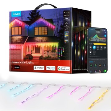 Govee - LED RGBIC Vanjski niz ledenica 10m Wi-Fi Matter IP65