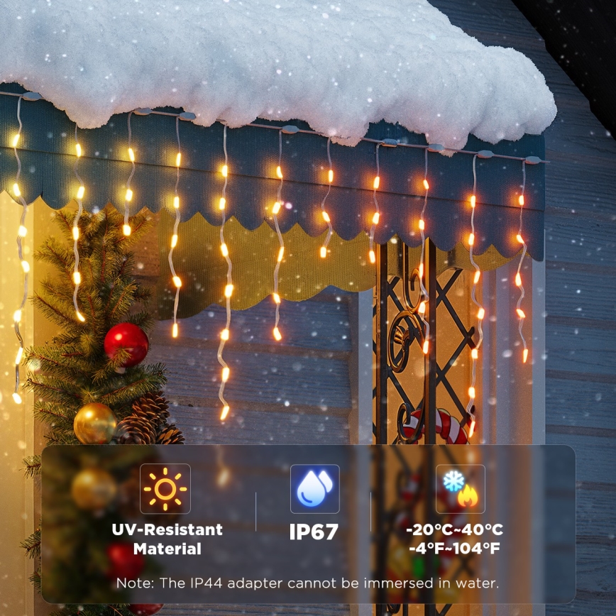 Govee - LED RGBIC Vanjski niz ledenica 10m Wi-Fi Matter IP65