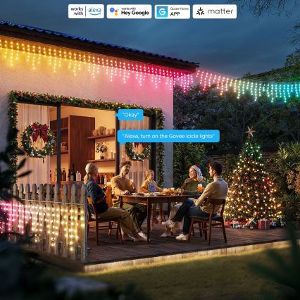 Govee - LED RGBIC Vanjski niz ledenica 10m Wi-Fi Matter IP65