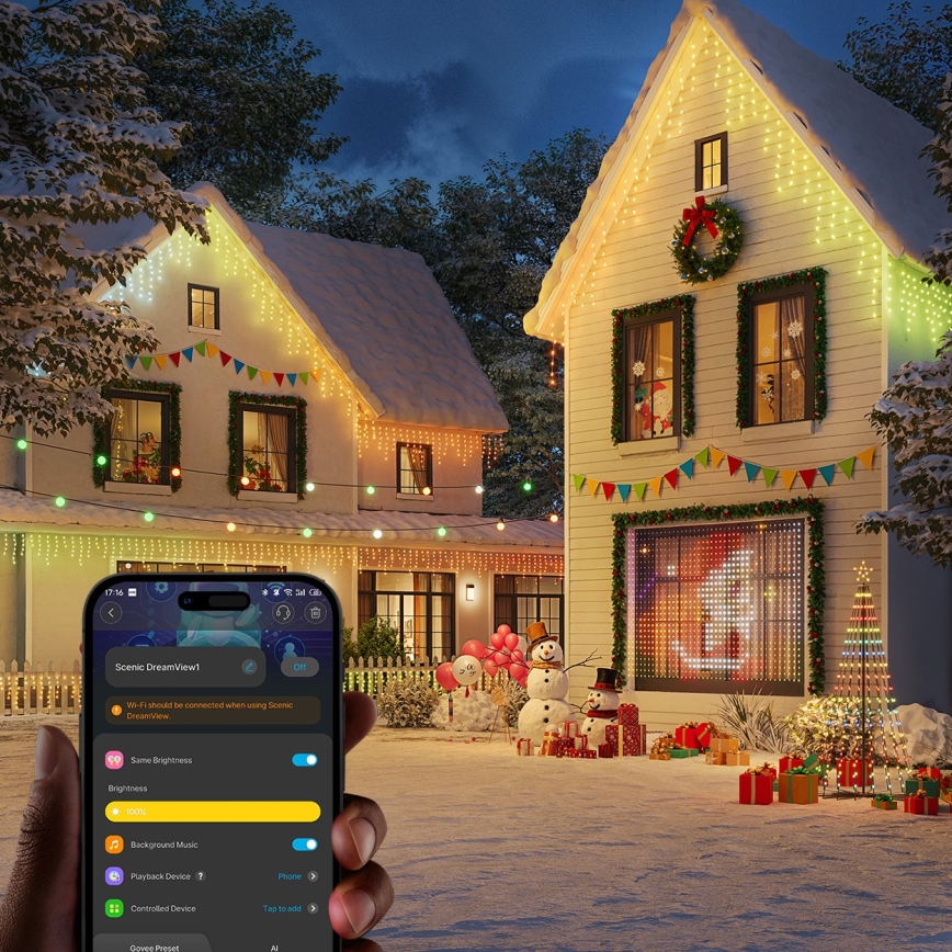 Govee - LED RGBIC Vanjski niz ledenica 10m Wi-Fi Matter IP65