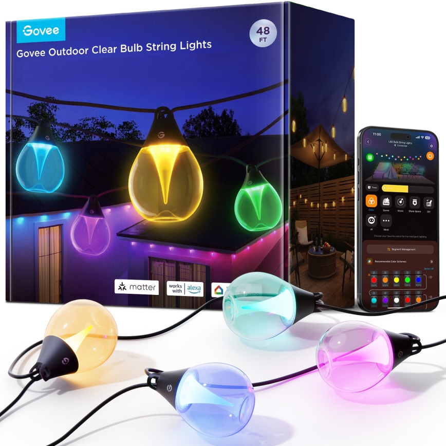 Govee - LED RGBICW Prigušivi vanjski dekorativni lanac LED/24W/230V IP67 2700-6500K Wi-Fi