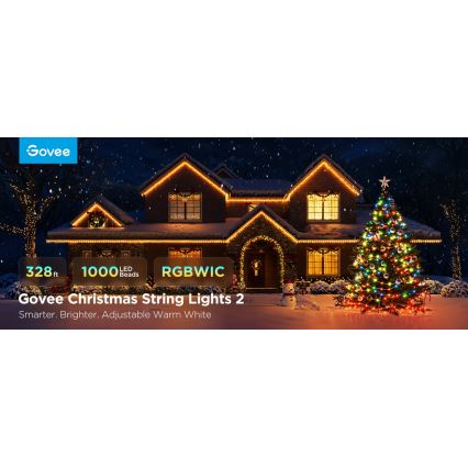 Govee - LED RGBICW Vanjska božićna svjetlosna lanac 2700-6500K 20m Wi-Fi Matter IP66