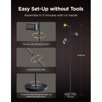 Govee - LED RGBICWW podna lampa TREE MATTER s regulacijom svjetline LED/48W/230V Wi-Fi