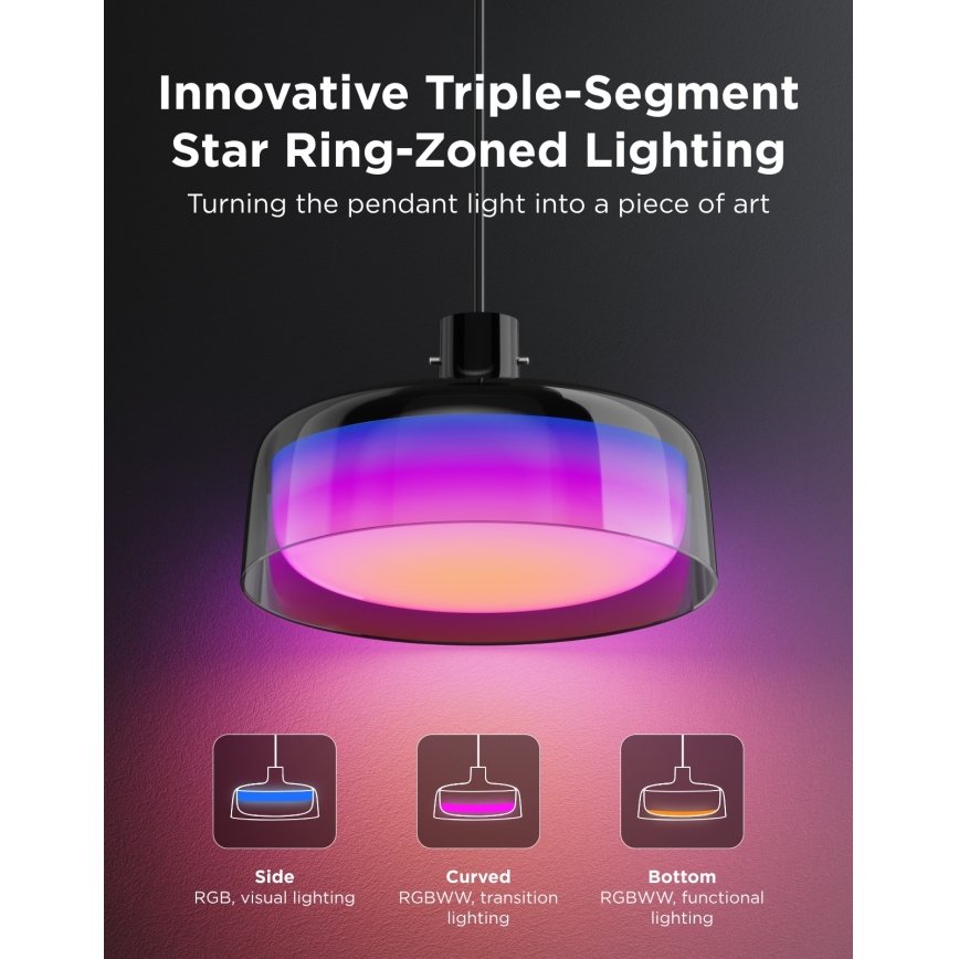 Govee - LED RGBICWW Prigušivi luster na kabelu LED/21W/230V Matter Wi-Fi