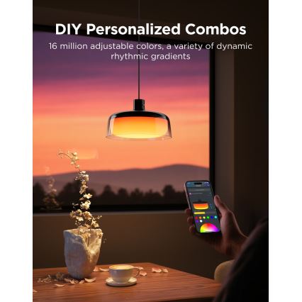 Govee - LED RGBICWW Prigušivi luster na kabelu LED/21W/230V Matter Wi-Fi