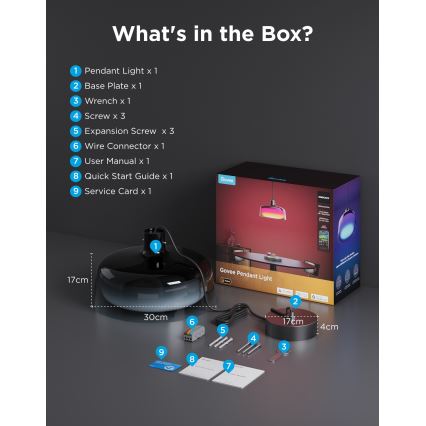 Govee - LED RGBICWW Prigušivi luster na kabelu LED/21W/230V Matter Wi-Fi