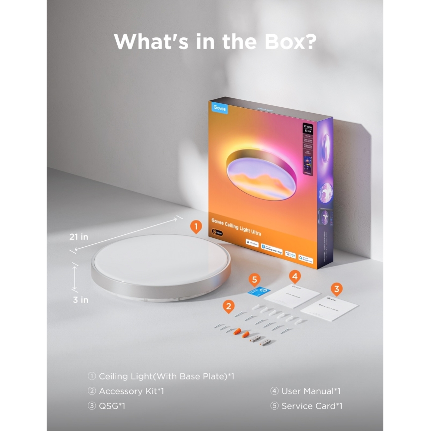 Govee - LED RGBICWW Stropna svjetiljka s prigušivanjem LED/55W/230V Ø 53 cm Matter Wi-Fi