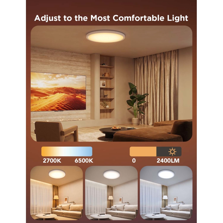 Govee - LED RGBICWW stropna svjetiljka s prigušivanjem LED/29 W/230 V, promjer 30 cm, Matter, Wi-Fi