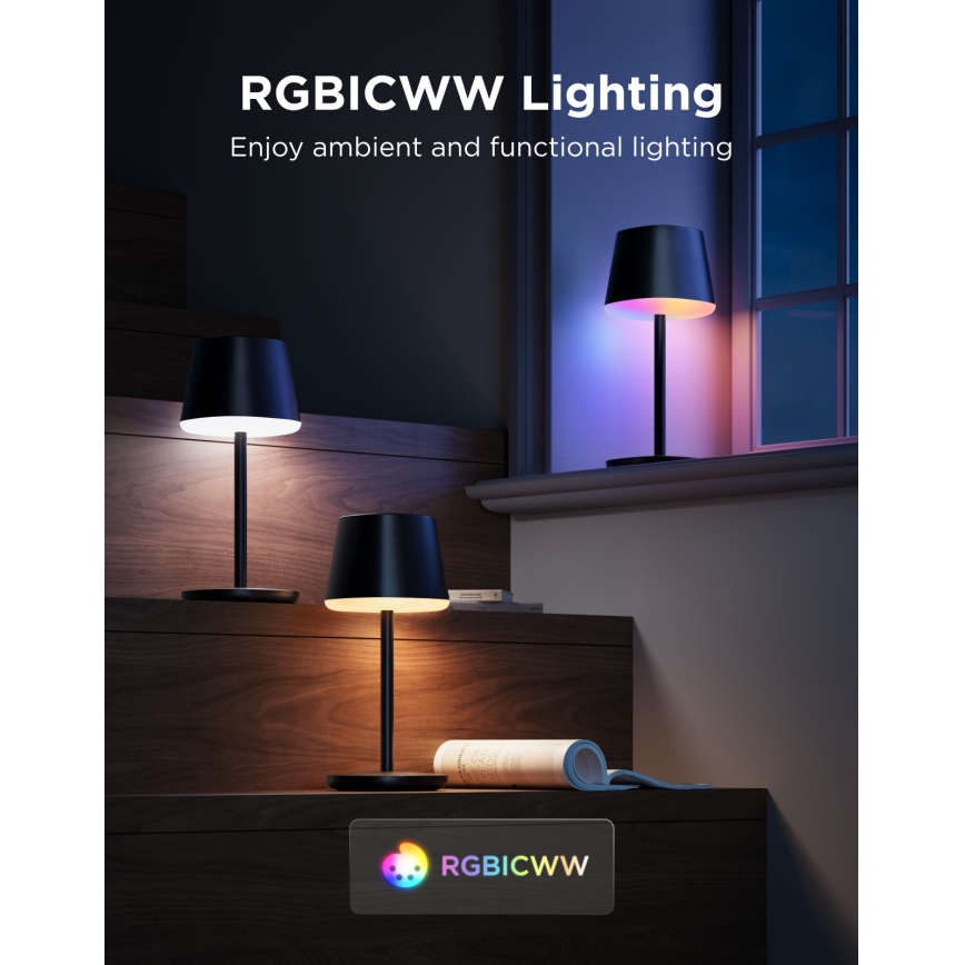 Govee - LED RGBICWW Stolna svjetiljka s mogućnošću prigušivanja CLASSIC MATTER LED/10W/5V 4800mAh Wi-Fi