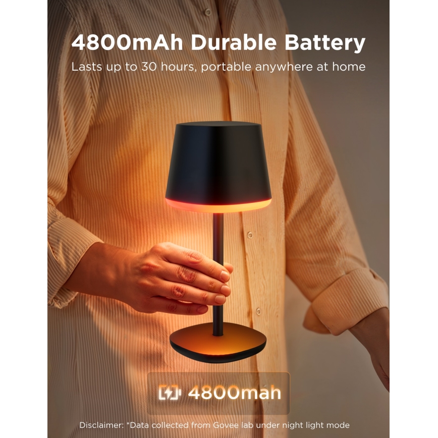 Govee - LED RGBICWW Stolna svjetiljka s mogućnošću prigušivanja CLASSIC MATTER LED/10W/5V 4800mAh Wi-Fi