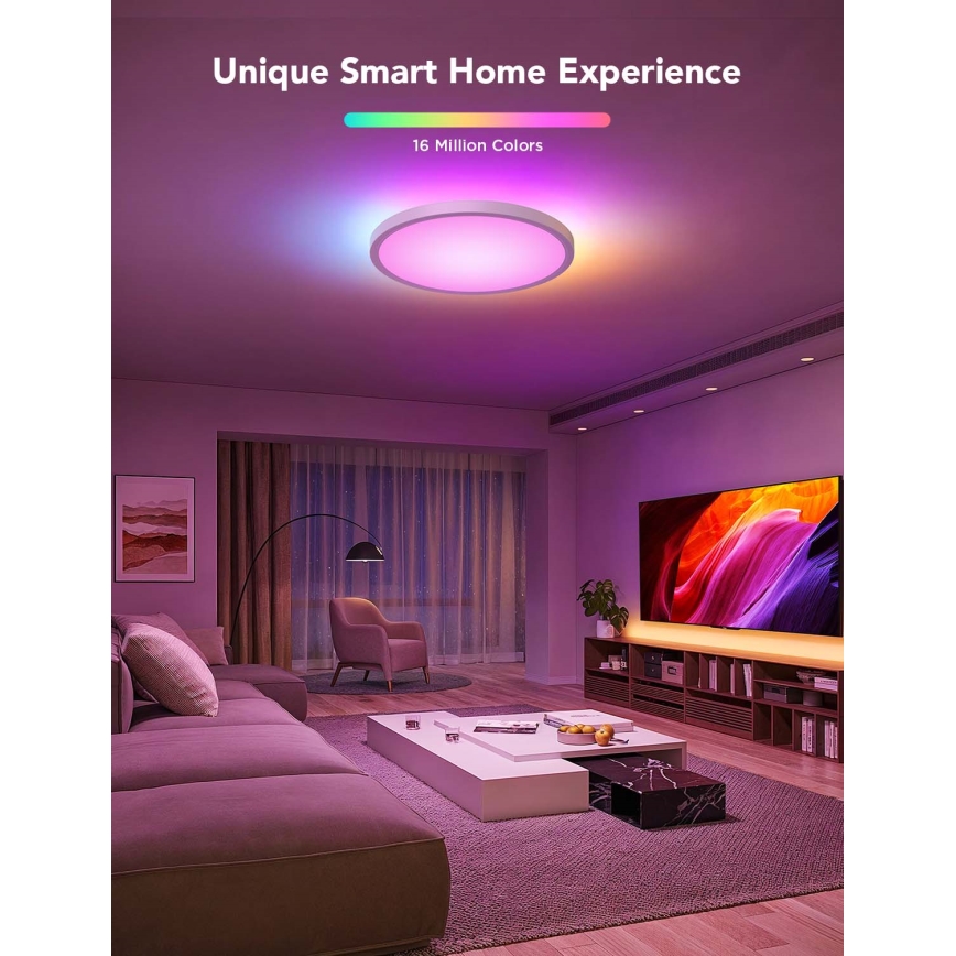 Govee - LED RGBICWW prigušivo stropno LED svjetlo 29W/230V, promjer 30 cm, mat, Wi-Fi