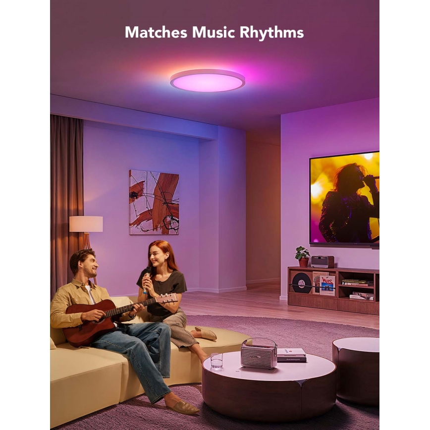 Govee - LED RGBICWW prigušivo stropno LED svjetlo 29W/230V, promjer 30 cm, mat, Wi-Fi