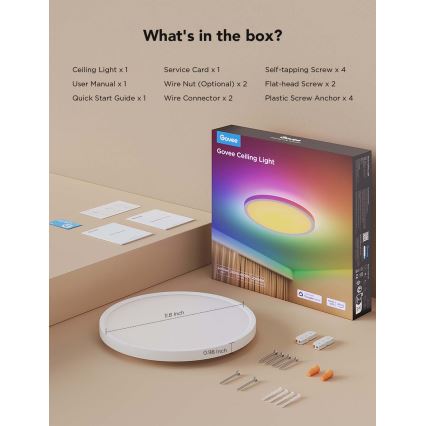 Govee - LED RGBICWW prigušivo stropno LED svjetlo 29W/230V, promjer 30 cm, mat, Wi-Fi