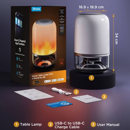 Govee - LED RGBW stolna lampa s podesivom svjetlinom i zvučnikom LED/36W/12V Wi-Fi