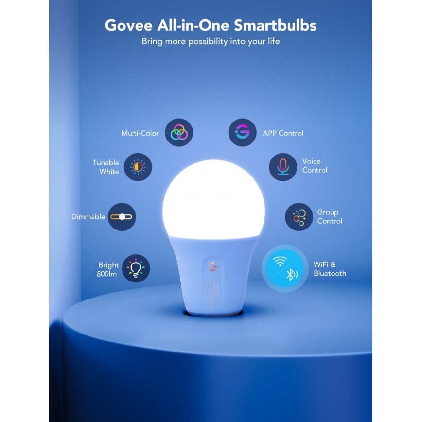 Govee - LED RGBWW Prigušiva žarulja Smart E27/9W/230V 2700-6500K Wi-Fi
