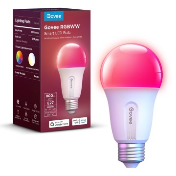 Govee - LED RGBWW prigušiva žarulja Smart MATTER E27/9W/230V 2700-6500K Wi-Fi