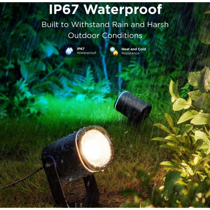 Govee - SET 2x LED RGBWW Prigušivi reflektor LED/12W/230V IP67 2700-6500K Wi-Fi