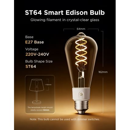 Govee - LED RGBWW Prigušiva žarulja Smart MATTER ST64 E27/5W/230V 2700-6500K Wi-Fi