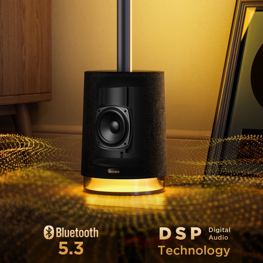 Govee - LED podesiva podna lampa s zvučnikom Pro RGBICWW 2200-65000K Wi-Fi + daljinski upravljač