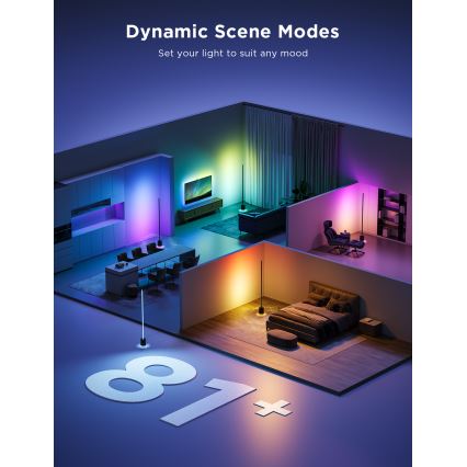 Govee - LED podesiva podna lampa s zvučnikom Pro RGBICWW 2200-65000K Wi-Fi + daljinski upravljač