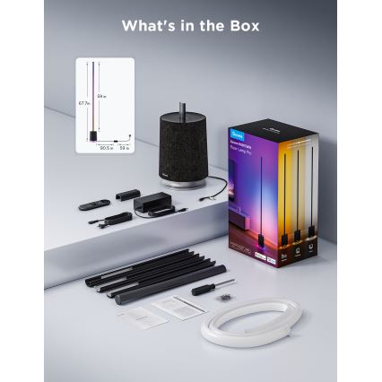 Govee - LED podesiva podna lampa s zvučnikom Pro RGBICWW 2200-65000K Wi-Fi + daljinski upravljač