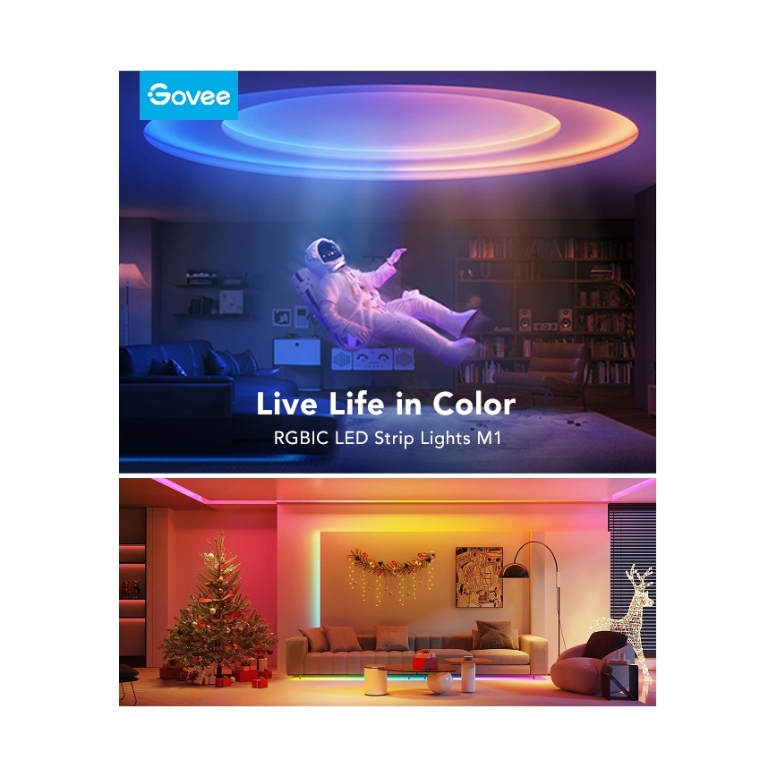 Govee - M1 PRO PREMIUM Smart RGBICW+ LED produžna traka 1m Wi-Fi Matter