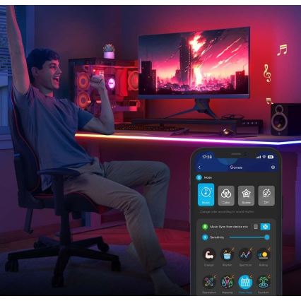 Govee - Neon LED pozadinsko osvjetljenje za stol 3m RGBIC Wi-Fi