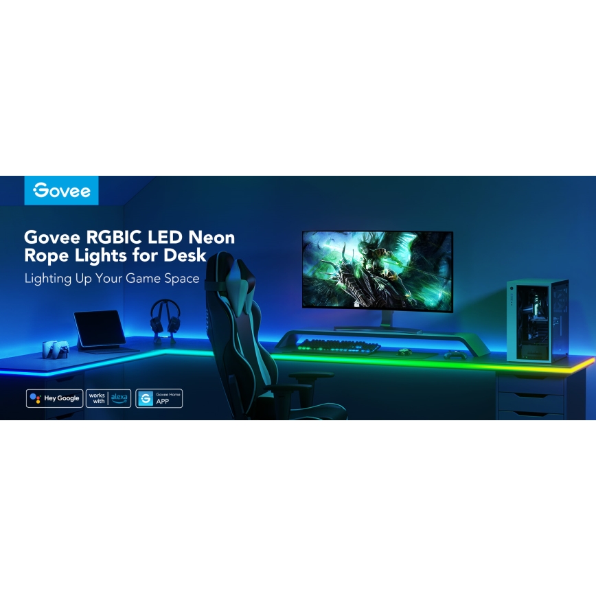 Govee - Neon LED pozadinsko osvjetljenje za stol 3m RGBIC Wi-Fi