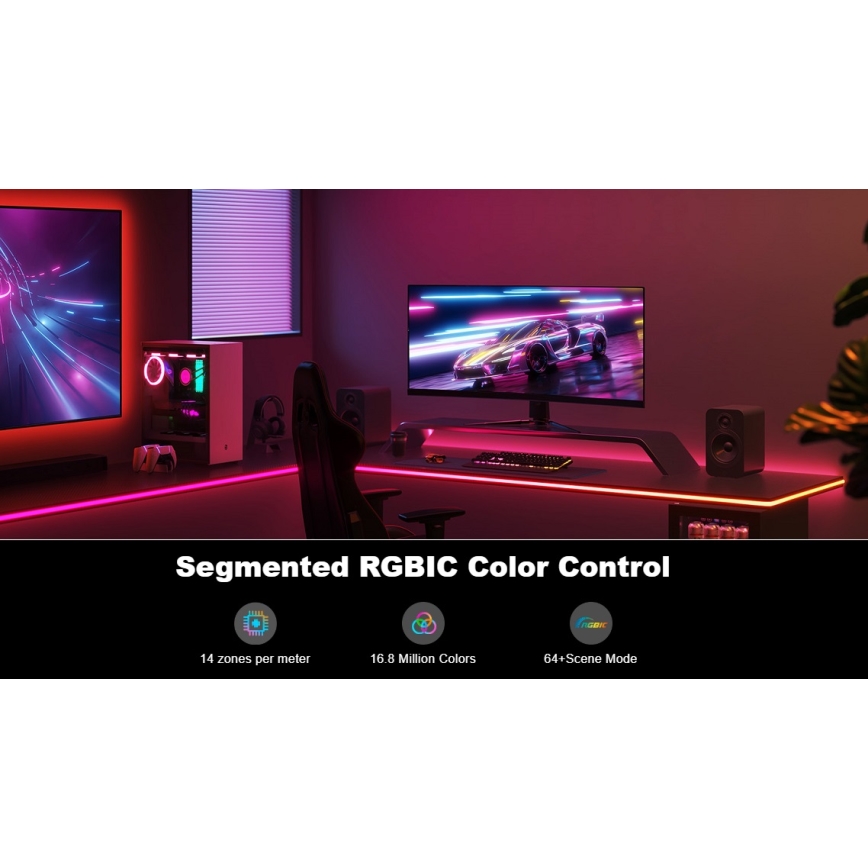 Govee - Neon LED pozadinsko osvjetljenje za stol 3m RGBIC Wi-Fi