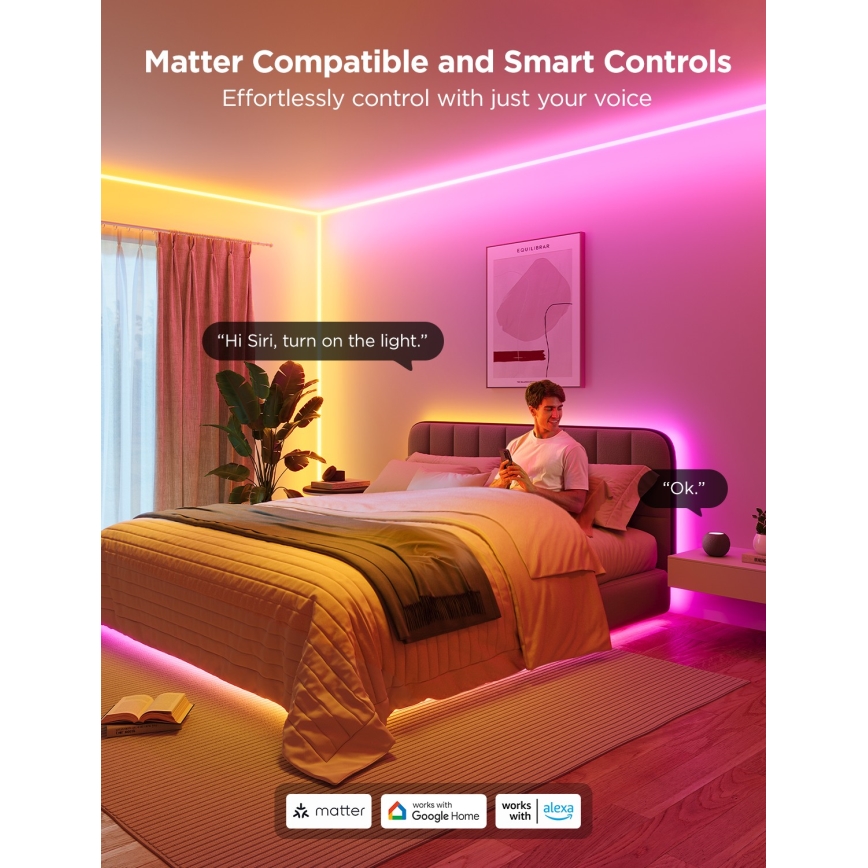 Govee - Neon MATTER LED kutna traka 5m RGBIC Wi-Fi