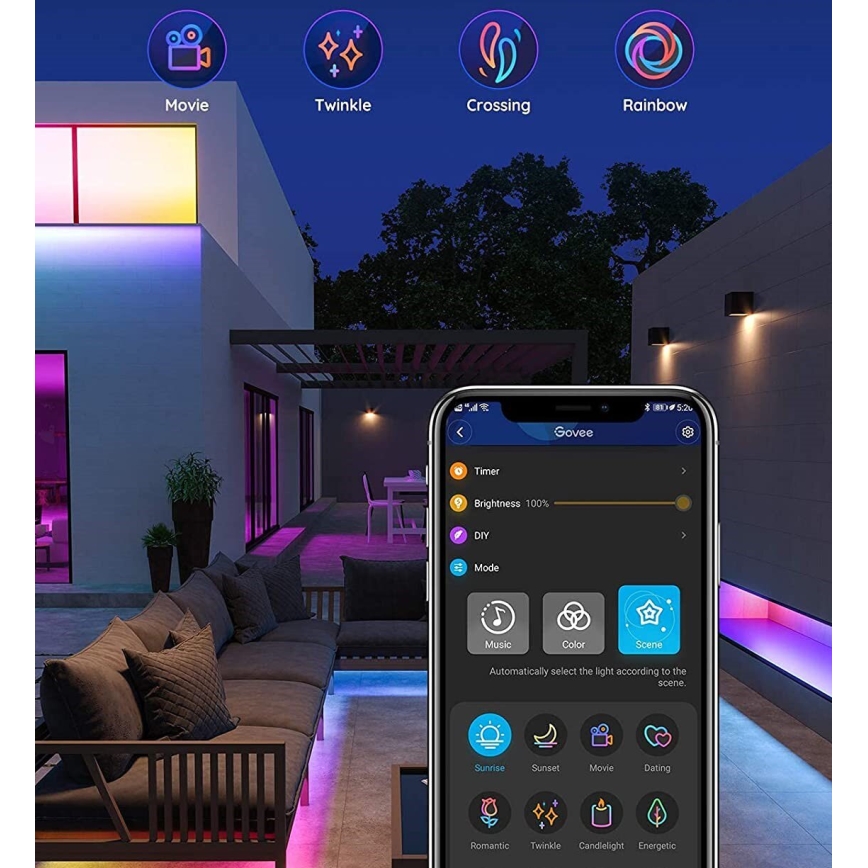 Govee - Outdoor Pro SMART RGBICWW vanjska LED traka 10m 2700-6500K Wi-Fi IP65