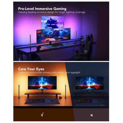 Govee - Pametni gejmerski WiFi LED paneli + Pametni dualni daljinski upravljač bijeli Wi-Fi