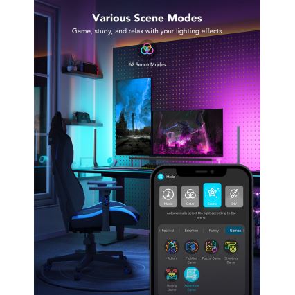 Govee - Pametni gejmerski WiFi LED paneli + Pametni dualni daljinski upravljač bijeli Wi-Fi