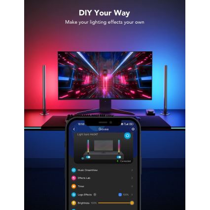 Govee - Pametni gejmerski WiFi LED paneli + Pametni dualni daljinski upravljač bijeli Wi-Fi