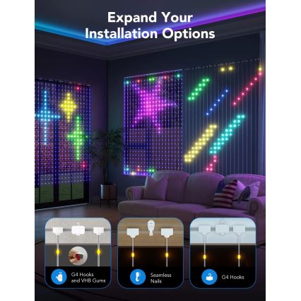 Govee - RGBIC Zavjesa svjetlo 520 LED 1,5x2m Wi-Fi IP65