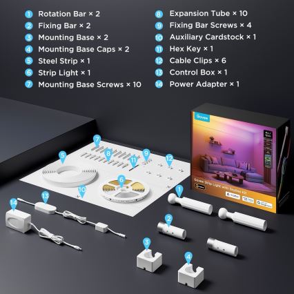 Govee - RGBICWW viseća LED traka 36W/24V, 4m, Skyline Matter, Wi‑Fi